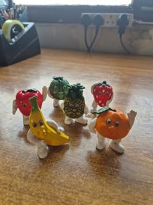 Tiny Fruit People Rare Find Vintage 6x Ceramic Figurines