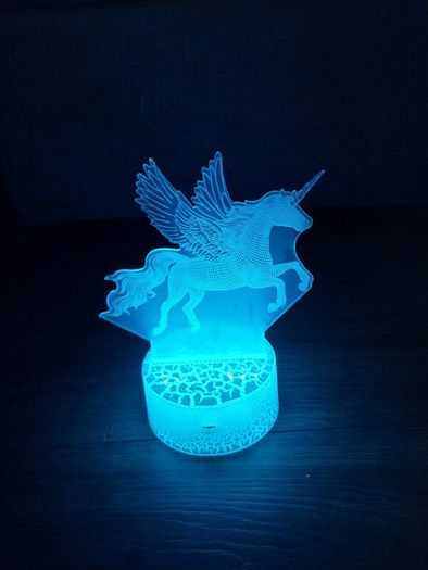 3D Unicorn LED Night Light - RGB Color Changing remote control