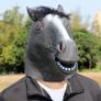 Rubber novelty Halloween black Horse mask. Image 3