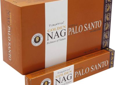 ONE BOX of Golden Nag Himalaya or Nag Palo Santo incense 12x15g Packets great quality & value