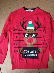 Red christmas reindeer jumper 8-10