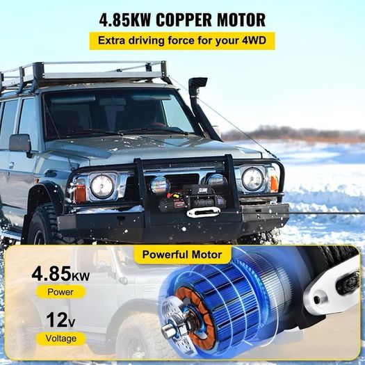 13500 LBS Electric Winch 12V 6120KG 13500LBS For 4X4 92FT Synthetic Trailer Ropes Towing Strap