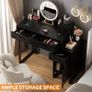 Dressing Table Vanity Desk with 4 Storage Drawers - Modern Makeup Desk with Charging Station, Vanity Desk with Reversible Cabinet Table Set with Divided Organizers for Women Girls Image 6
