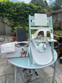 Stokee Tripp Trapp chair, cushion, tray, reins & baby set
