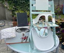 Stokee Tripp Trapp chair, cushion, tray, reins & baby set