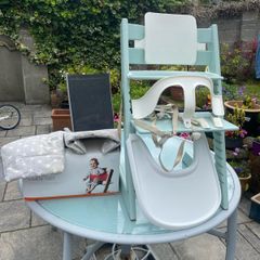 Stokee Tripp Trapp chair, cushion, tray, reins & baby set