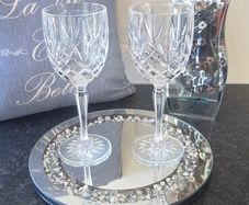 Vintage Cut Crystal Wine Glasses Pair Elegant Stemware Home Bar Decor