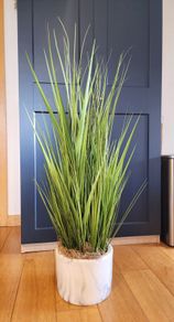 Tall Artificial Grass Plant in Marble-Effect Pot - 120cm