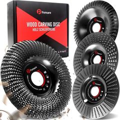 Angle Grinder Wood Carving Disc 115mm, 4 PCS Wood Grinding Wheel, Angle Grinder attachments, Grinder Shaping Disc for Angle Grinders with 22.23mm Arbor & M14 Threads
