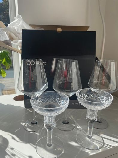 Krosno Avant-Garde red wine glasses and crystal candle holders