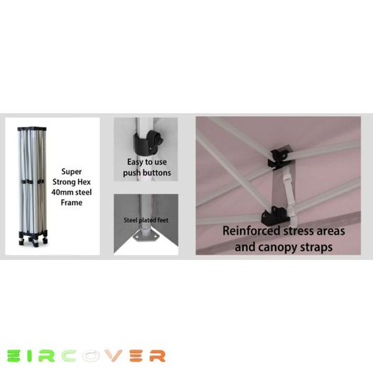 Heavy Duty Pop Up Gazebo Steel 40mm Hex 3m x 3m