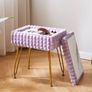 Rectangle Vanity Chair with Storage Space, Footrest Footstool Ottoman, Vanity Stool, Dressing Table Chair, with Anti-Slip Feet, for Makeup Room, Bedroom, Square Grid Pattern, Purple Image 2