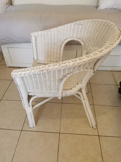 White Wicker Armchair - Solid & Comfortable