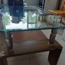 Glass Coffee Table with Timber Shelf, 109cm long x 60cm  wide x 56cm high Image 9