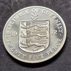 1972 Guernsey 25 Pence Proof Silver coin