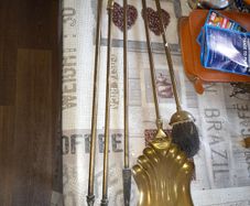 Beautiful Old Large Brass Fire Irons Shovel, Poker, Tongs, and a Brush, Postage Available or Collection on all my items