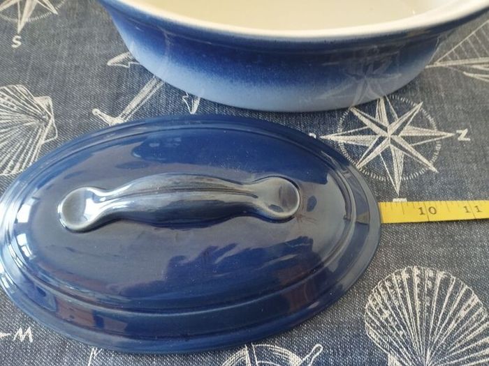 Vintage CCF France 6 Piece Stoneware Set Cobalt Blue Stork Mark