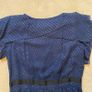 Wren 100% silk Navy blue polka dot short sleeved dress with flouncy collar in size M Image 5