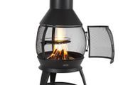 22 Inch Chiminea Outdoor Iron Fireplace with Grill Mesh &amp; Chimney Coat