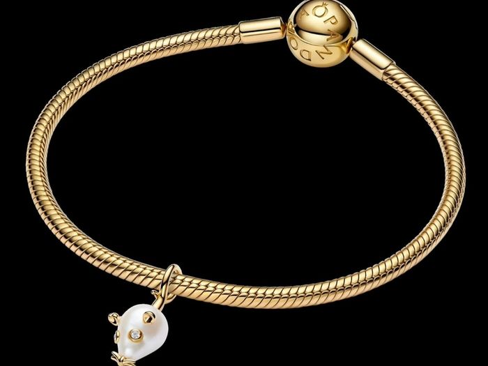Pandora Wonders Collection Treated Freshwater Cultured Baroque Pearl Mouse Dangle Charm New