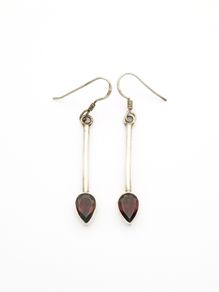Vintage 925 Sterling Silver Garnet Earrings