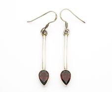 Vintage 925 Sterling Silver Garnet Earrings