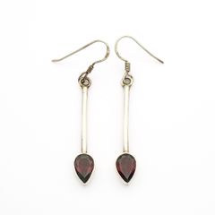 Vintage 925 Sterling Silver Garnet Earrings
