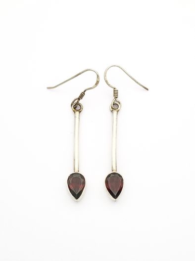 Vintage 925 Sterling Silver Garnet Earrings
