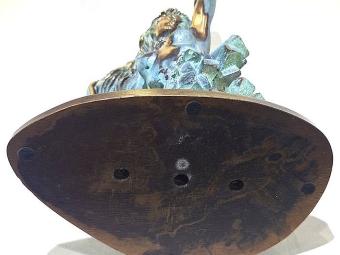 Woman With Naked Bust (35cm, 4.5kg) - Patinated Bronze, Signed