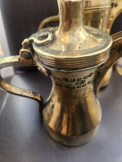 Vintage Eastern brass chocolate pots ...polished