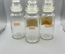 3 x Vintage Clear Glass Apothecary Style Airtight Sweet Storage Jar 18cm High