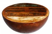 Coffee Table Bowl-shaped with Steel Base Solid Reclaimed Wood
