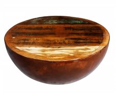 Coffee Table Bowl-shaped with Steel Base Solid Reclaimed Wood
