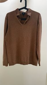 Brown Knitted Polo Jumper - NEXT - size M
