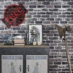 NEW SALE | Peel and Stick Grey Brick Wallpaper, Self-Adhesive Wallpaper, Vinyl Waterproof Vintage Wallpaper