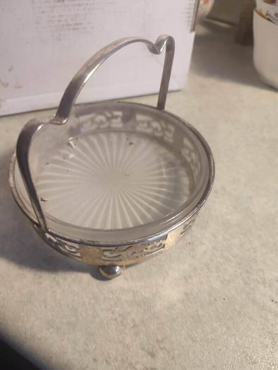 Vintage Silver Plated  butter dish with glass liner England