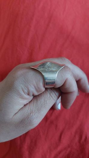 Huge vintage shield ring sterling silver