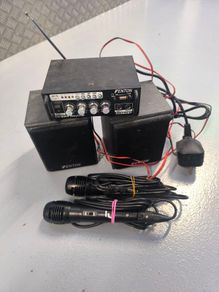 Fenton AV380BT Mini Karaoke Set (Bluetooth Amp + Speakers + 2 Microphones)