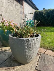 Medium Grey Earthenware Flower Pot- 2 available