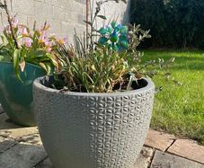 Medium Grey Earthenware Flower Pot- 2 available