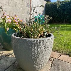 Medium Grey Earthenware Flower Pot- 2 available
