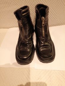 Roby & Pier Black Leather Chunky Boots Size 39/6