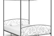 Canopy Bed Frame Grey Metal 180x200 cm