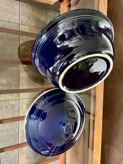 Vintage Fiestaware Cobalt Blue Covered Casserole Dish Homer Laughlin HLC with Lid USA Oven to Table