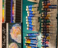 Art supplies - Master Art oil pastels and assorted watercolour paints