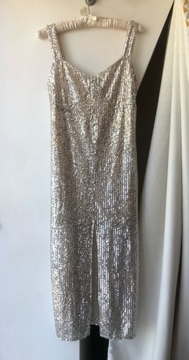 Zara silver sequin midi dress size S