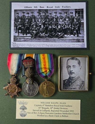WW1 medals - Irish officer, Bank of Ireland staff, Dublin, Cork, Belfast