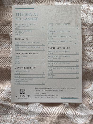Killashee Hotel Spa Leisure Gift Voucher 200 Euro