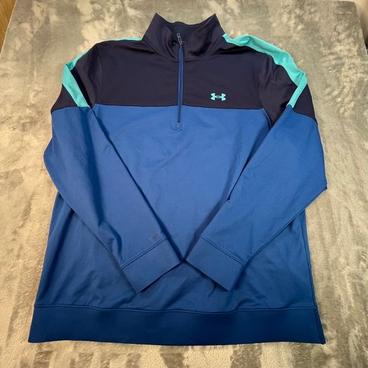 Under Armour Storm Large Men's Golf Pullover 1/4 Zip Blue Navy Aqua