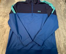 Under Armour Storm Large Men's Golf Pullover 1/4 Zip Blue Navy Aqua